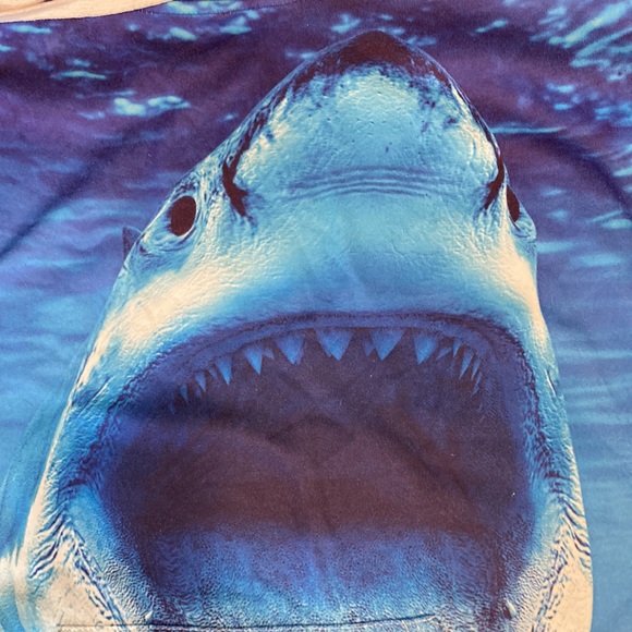 Shark Graphic Print Hoodie Sweatshirt Long Sleeve Cotton Pullover w/Pockets XXL - Picture 7 of 11